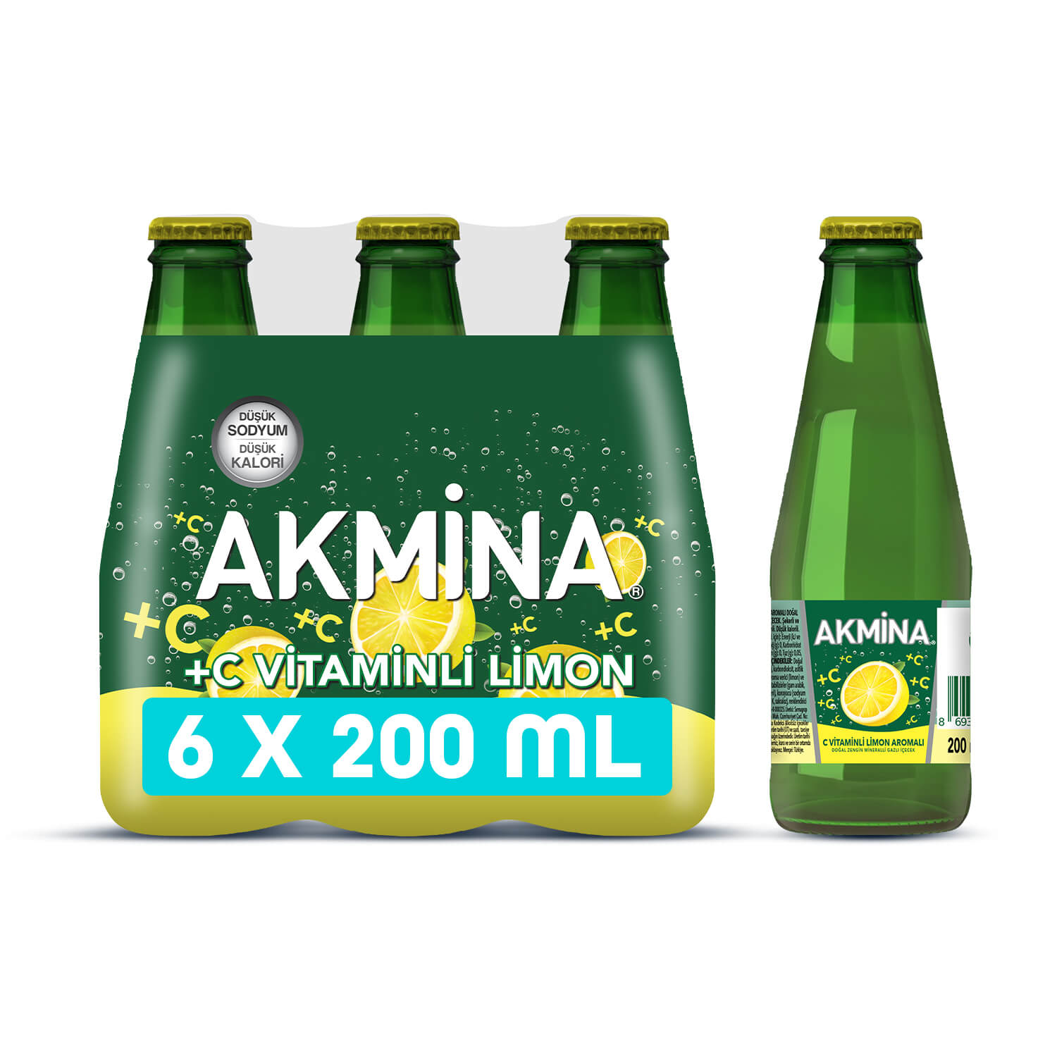 Akmina C Vitaminli Limon Aromalı Maden Suyu 200 ml*6   