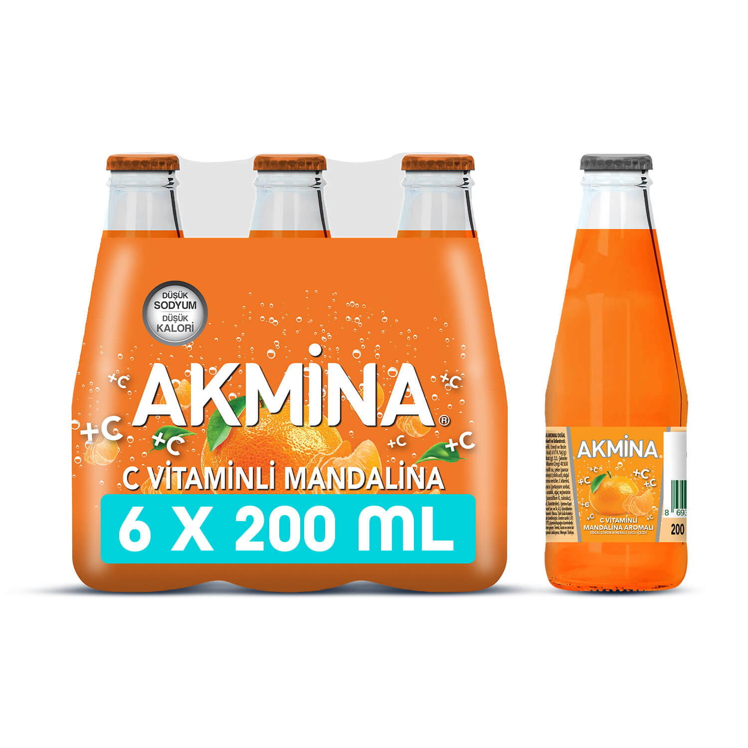  Akmina Mandalina Aromalı Maden Suyu 200ml*6