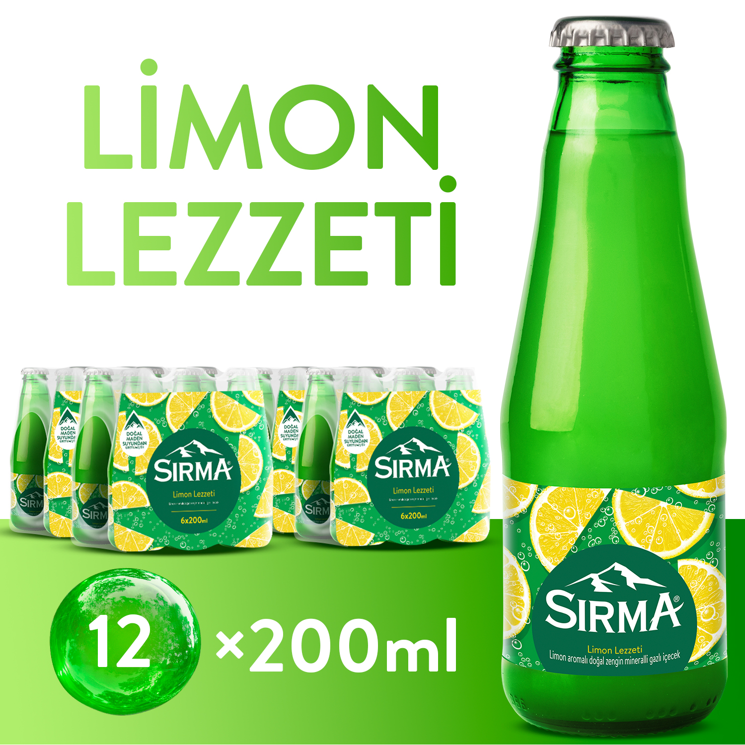 Sırma Limon Lezzeti Maden Suyu 200 ml*12