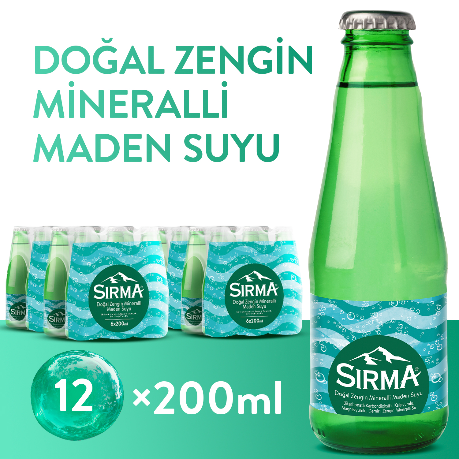 Sırma Doğal Zengin Mineralli Maden Suyu 200 ml*12